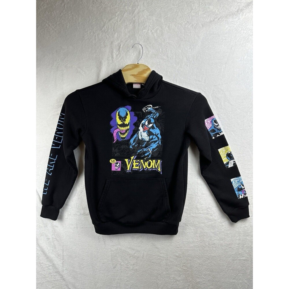 Marvel Hoodie Men’s Size Small Black Venom Comic‎ Style Graphic Sweatshirt
